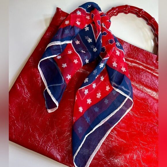 Groovy Vintage Flower Power 1960s / 1970s Americana Semi Sheer Accent Scarf - Picture 2 of 4